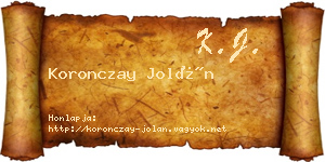 Koronczay Jolán névjegykártya